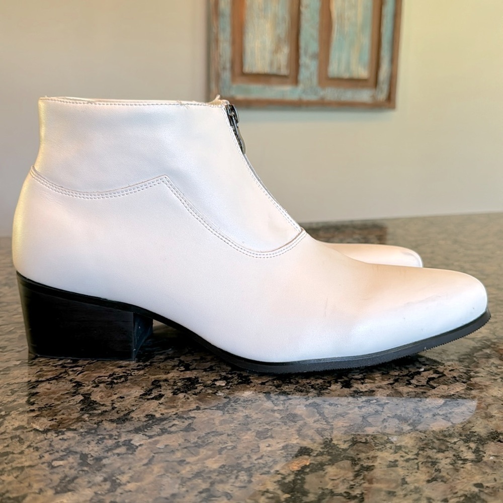 Jingpin chunky Cuban heel ankle high boots